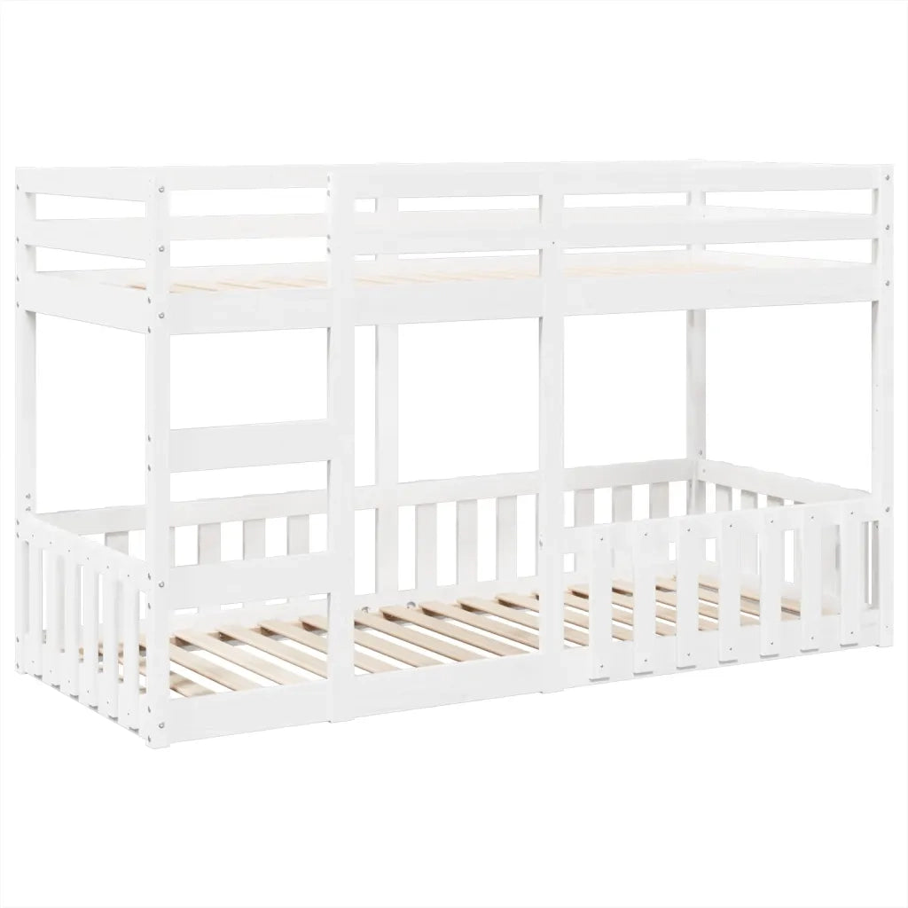 Letto a Castello Bianco 90x200 cm in Legno Massello di Pino