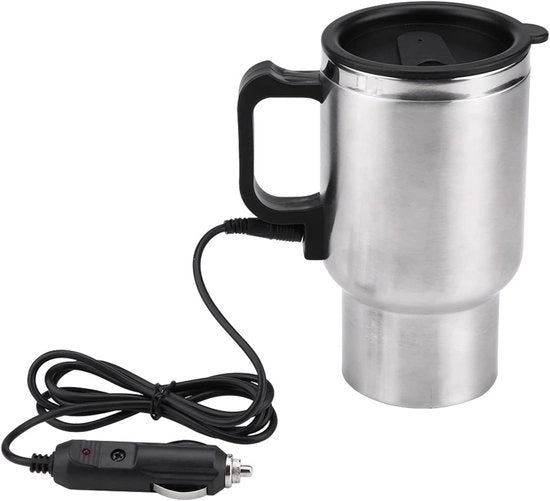 Verduttore di vapore per auto - Bicchiere in acciaio inossidabile - 12V - Caffè/Tea - Coperchio antimorsa - Riscaldatore per acqua/milco/te - 450 ml/15 oz