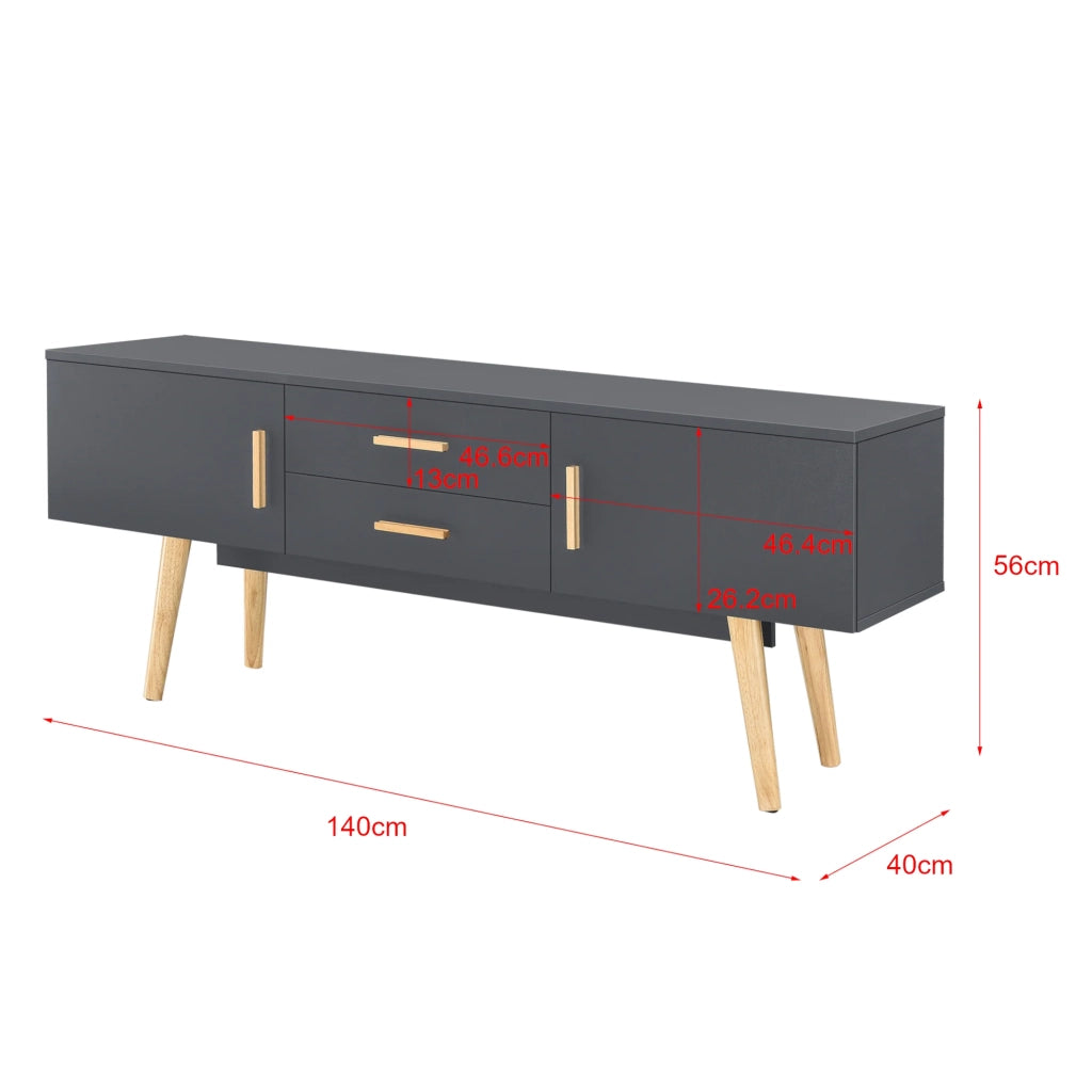 Mobile porta TV di design mobile porta TV con panca e gambe in legno 140 cm grigio scuro 03_0005869