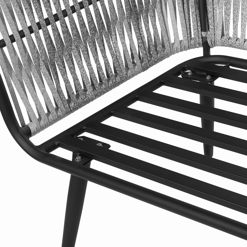Set conversazione da giardino in rattan sintetico grigio da esterno a 4 posti con cuscini per tavolini