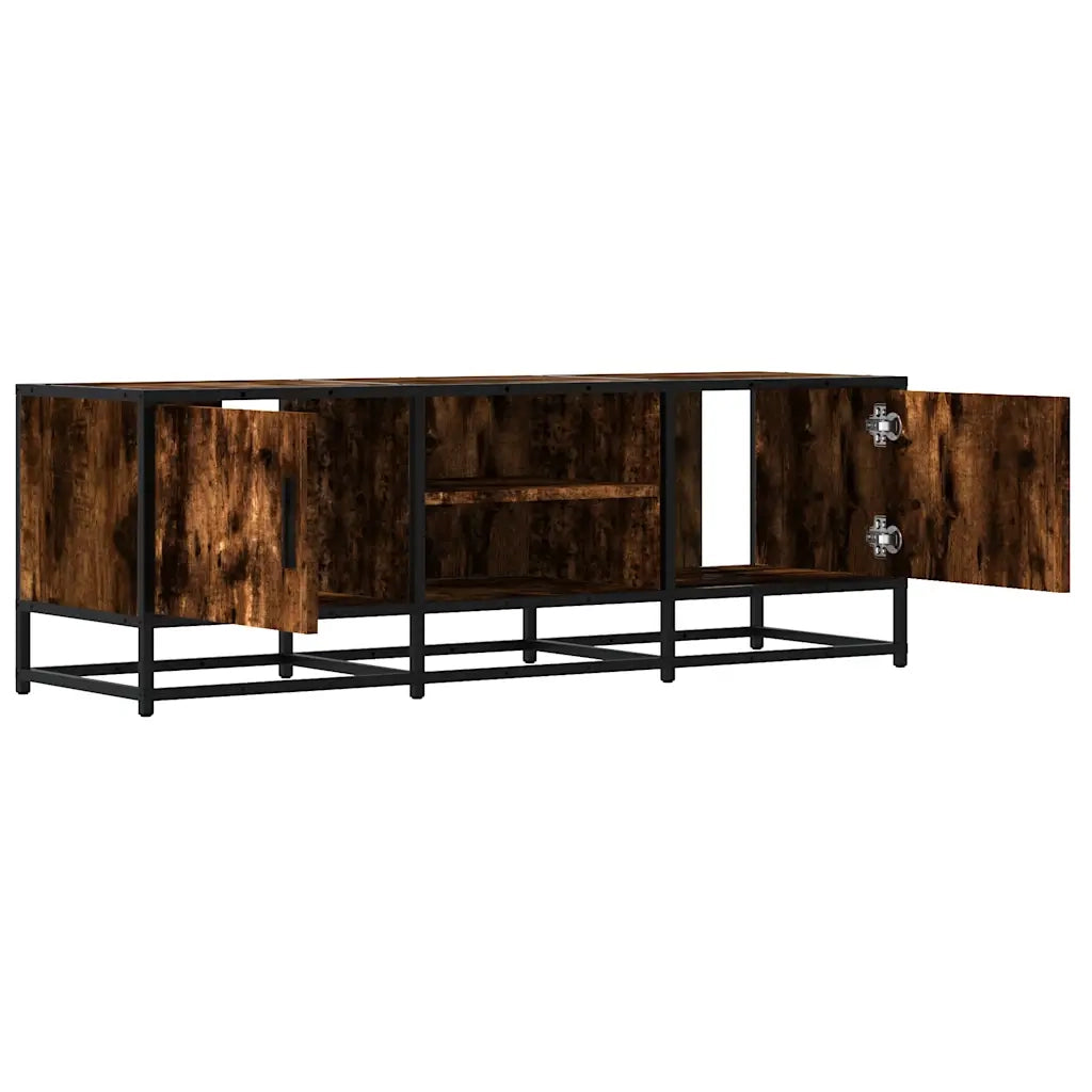 Mobile TV Rovere Fumo 120x35x41 cm Legno Multistrato e Metallo 848841