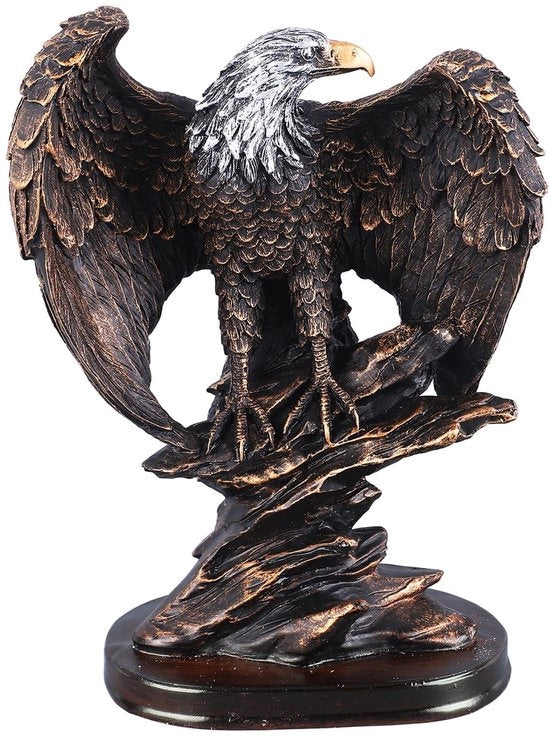 Statua in Bronzo di Aquila - Scultura in Resina - Decorazione per Salotto - Design Antico - 18,5x10x24,5cm