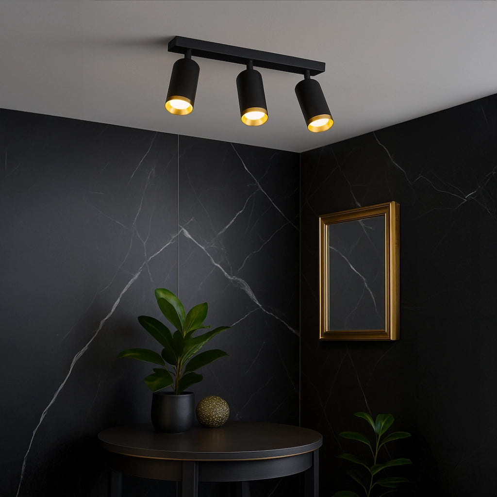 Plafoniera moderna nera/oro 3xGU10 orientabile Mica Milagro