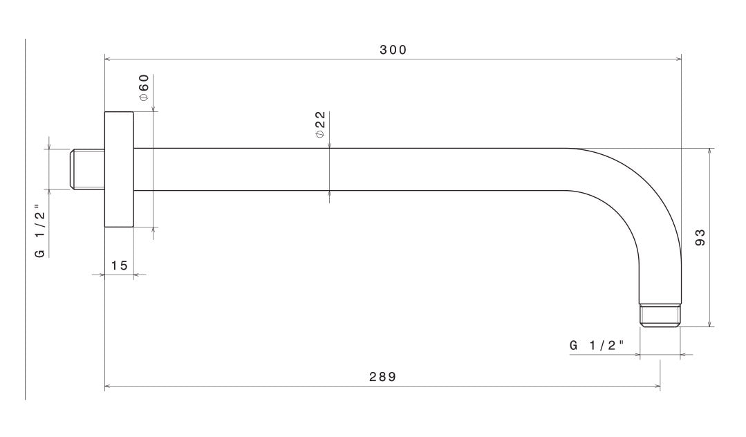 Braccio Soffione Doccia Tondo 30 cm in Acciaio Inox Satinato Nilo