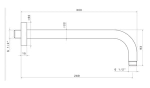 Braccio Soffione Doccia Tondo 30 cm in Acciaio Inox Satinato Nilo