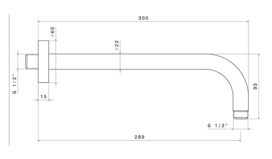 Braccio Soffione Doccia Tondo 30 cm in Acciaio Inox Satinato Nilo