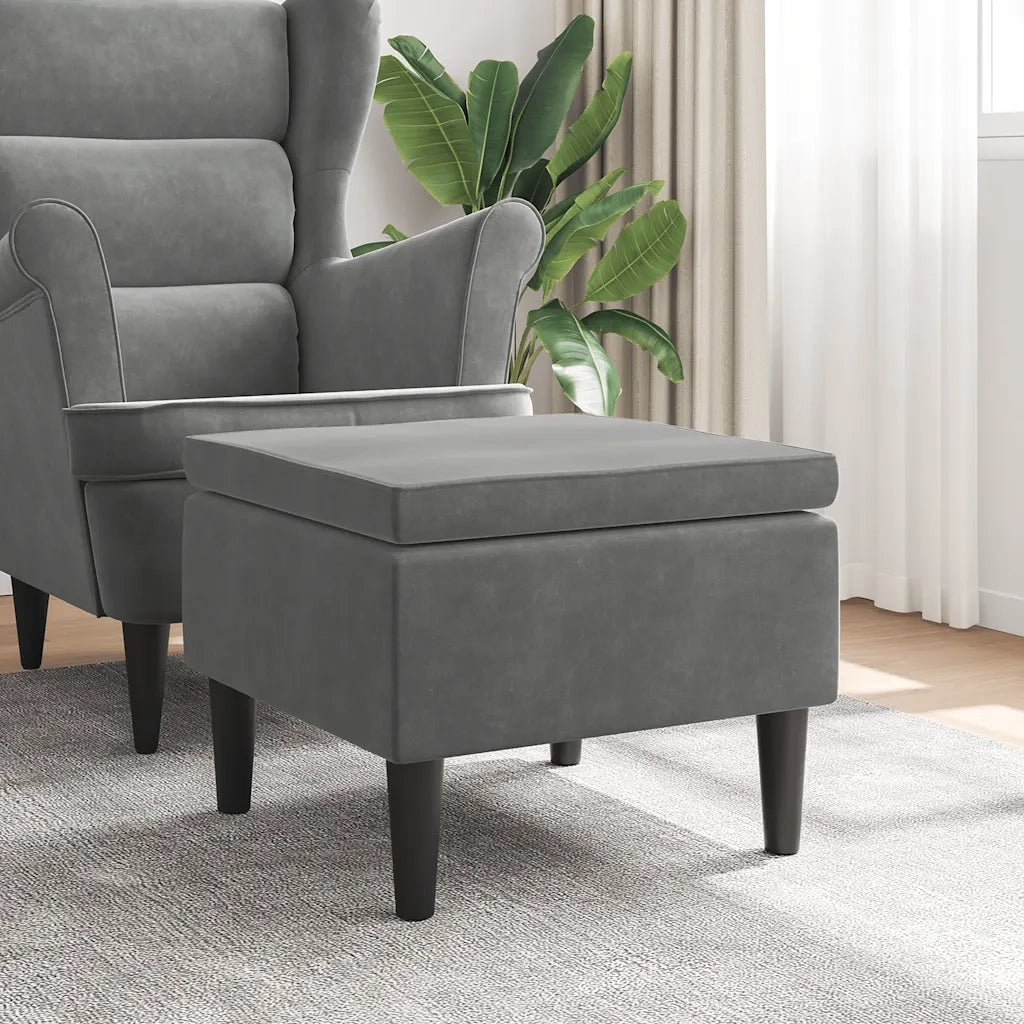 Poggiapiedi con Gambe in Legno Grigio Scuro in Vellutocod mxl 94547