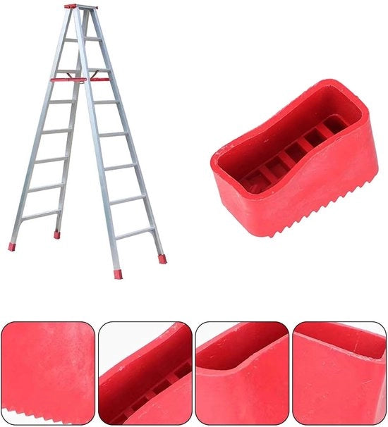 Laddervoletti universali 4 pezzi - Antiscivolo in gomma - Protezione universale per la zona dei piedi - Duraturo - Forte aderenza - Sicurezza per i lavoratori a domicilio - Ladderstop