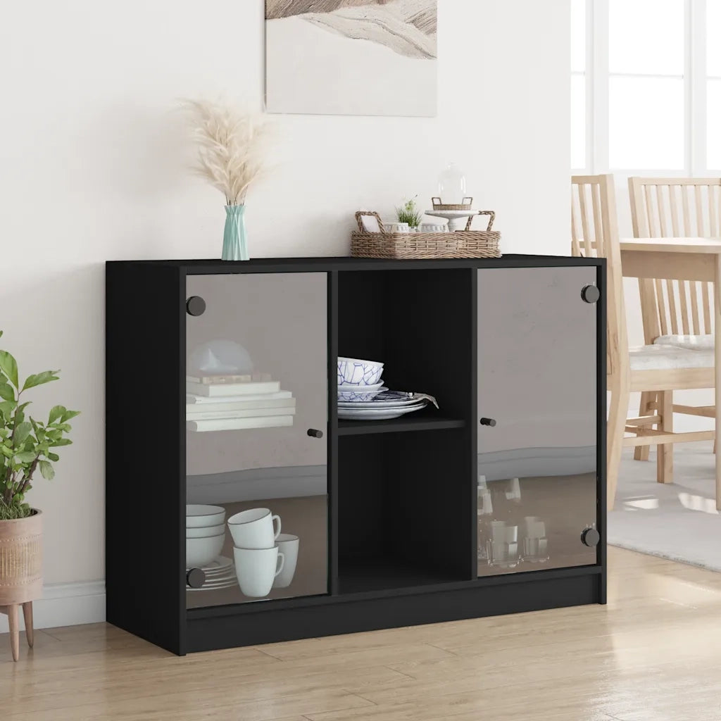 Credenza Nero 102x37x75,5 cm in Legno Multistrato 3295872