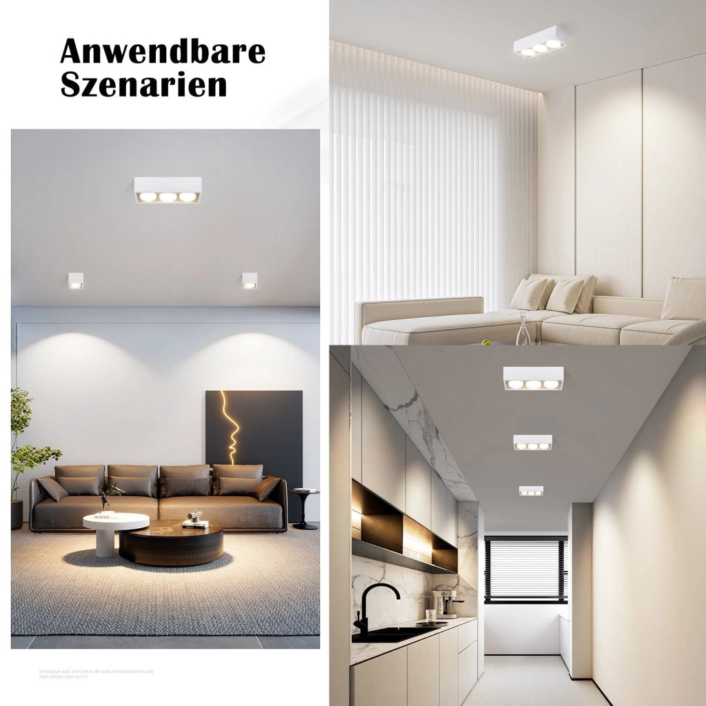 ZMH Faretto da soffitto LED quadrati 3 fiamme rotanti