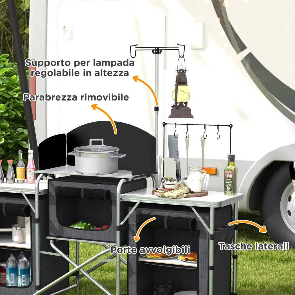 Tavolo da Cucina Pieghevole ¨C Zephmum ¨C Nero 172x48x130 cm