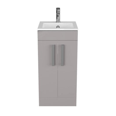 Mobiletto bagno da terra 40 cm salvaspazio grigio 2 ante Poket