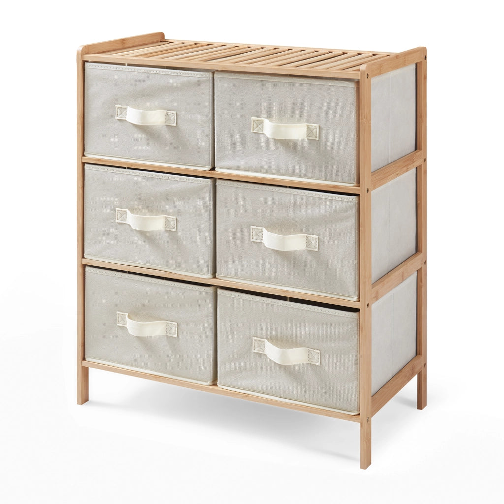 Cassettiera Maldon Comò Organizzatore con 6 Cassetti 79 x 66 x 35 cm - Naturale / Beige [en.casa]