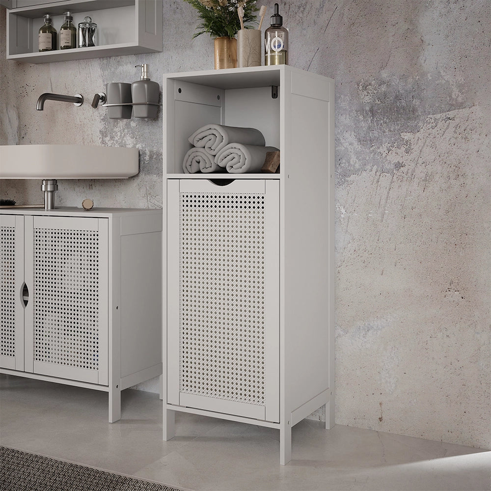 Vicco mobiletto bagno Bianco 36 x 98 cm con cesto portabiancheria