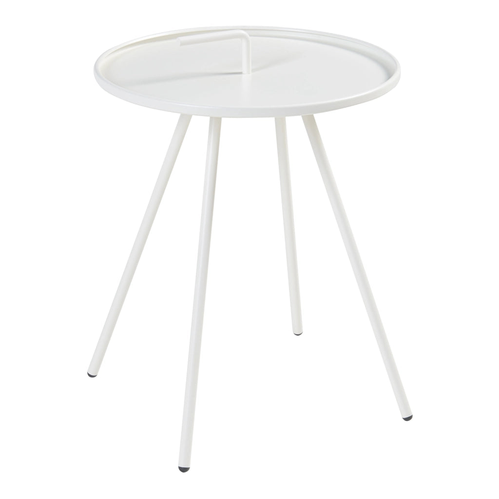 Tavolino da Giardino Fosen in Acciaio Piano con Maniglia Centrale - Bianco [en.casa]
