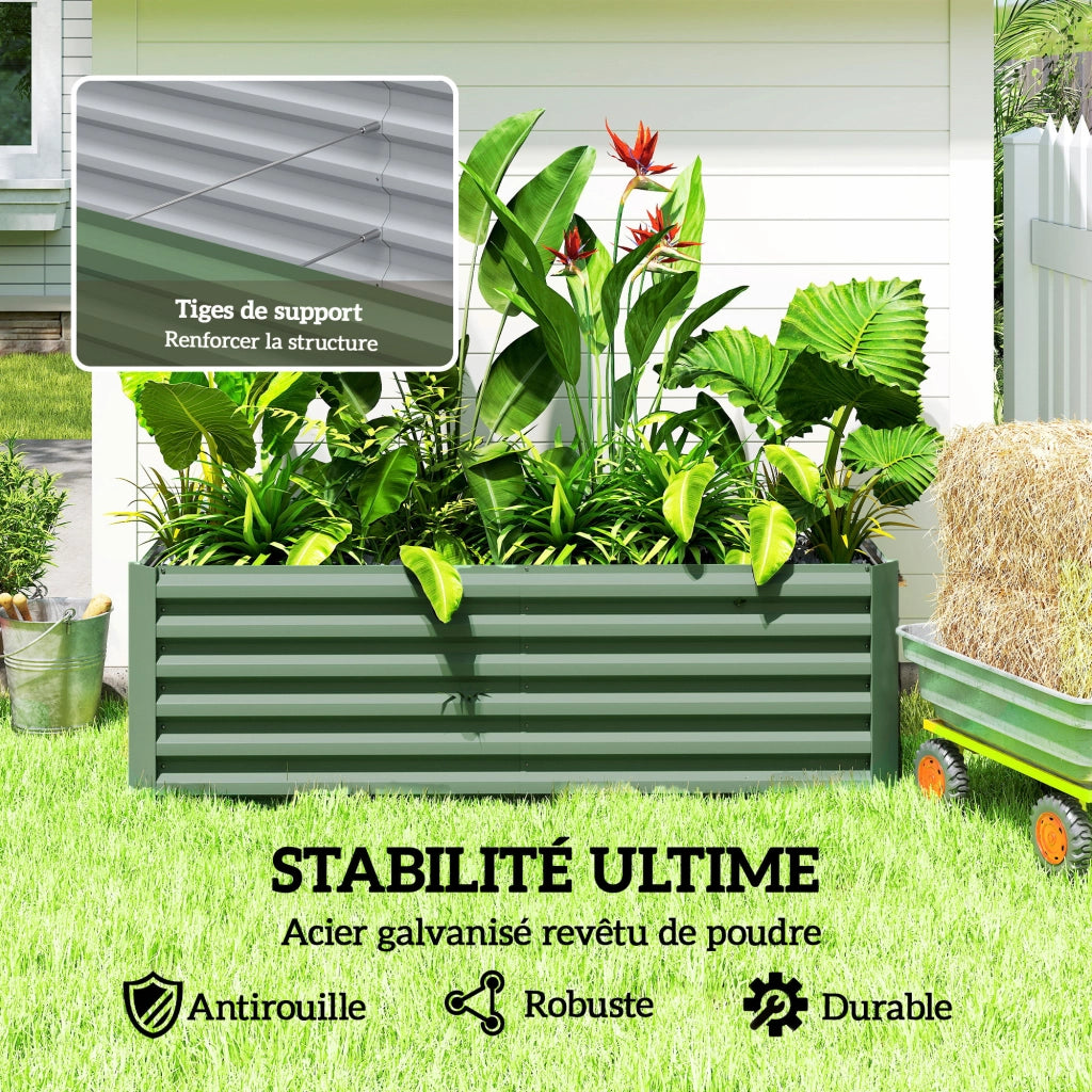 Letto da Giardino in Acciaio Galvanizzato ¨C Zephmum ¨C Verde Chiaro 180x90x57.5 cm
