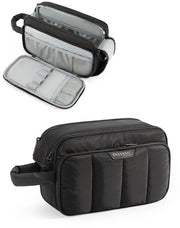 Organizzatore di cosmetici e trucchi per donne, borsa di trasporto con valvola per articoli da toeletta, grande con apertura ampia, nero