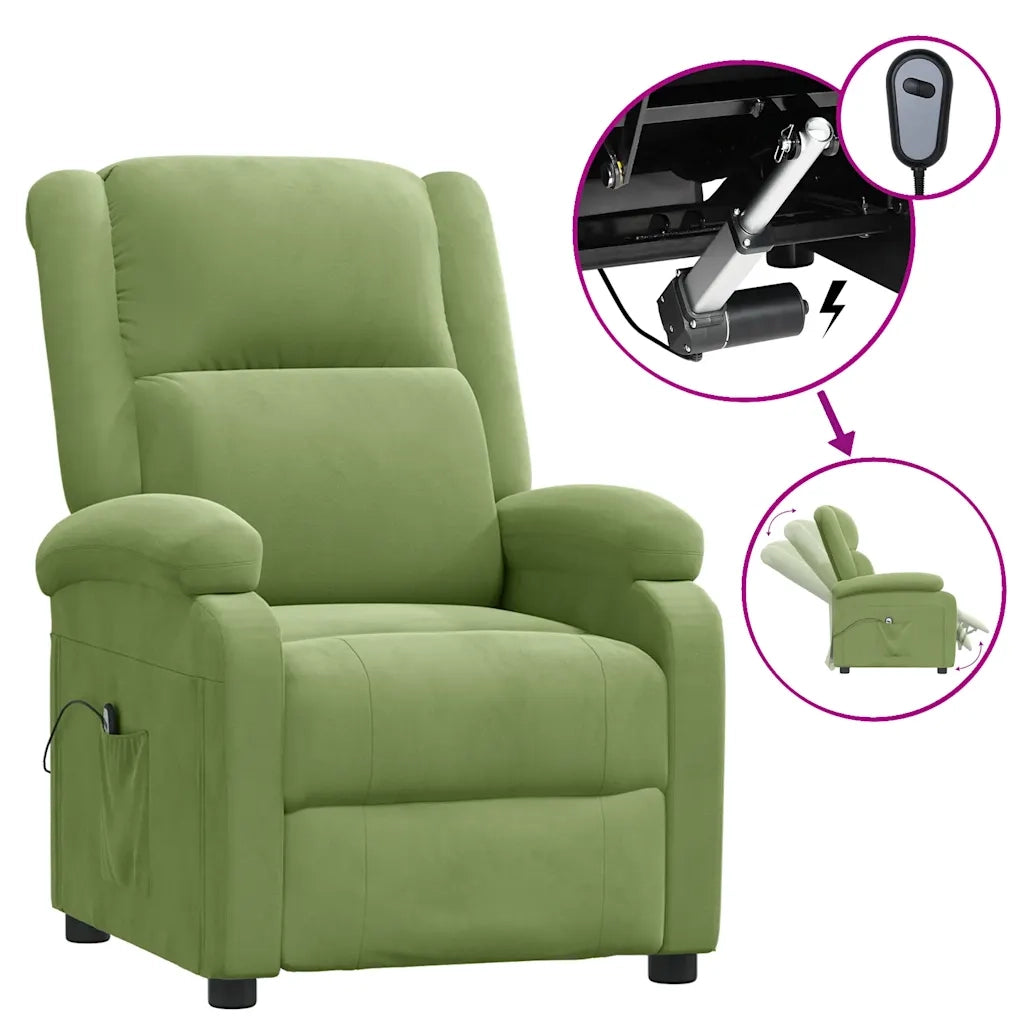Poltrona Reclinabile Elettrica Verde Chiaro in Velluto 3098396