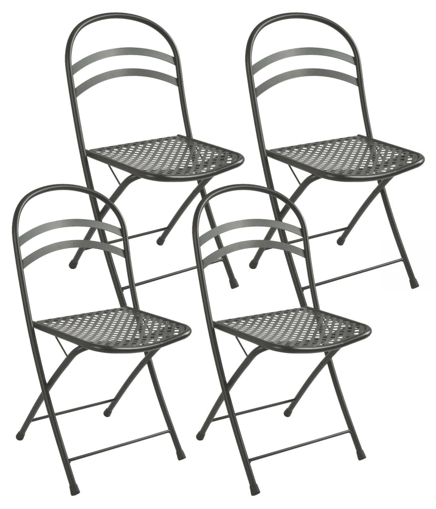 Set Tavolo Tondo e 4 Sedie da Giardino in Acciaio RD Italia Flipper Antracite
