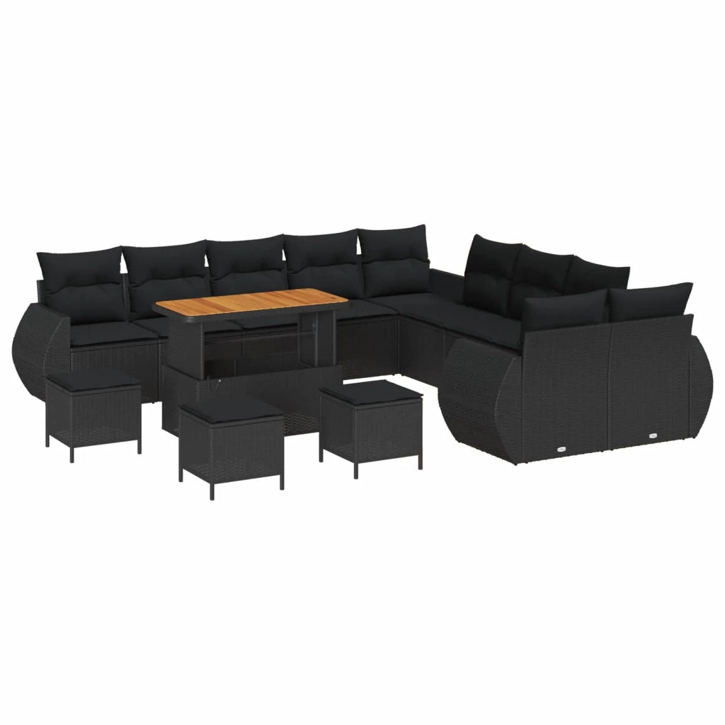 Set Divano da Giardino 14 pcs Nero polyrattan 3361939