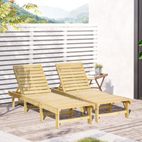 Set 2 Lettini Prendisole 195x59x30 cm in Legno Naturale