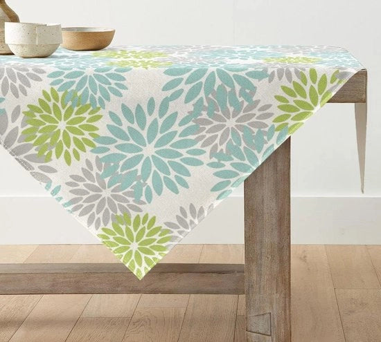 Tessuti da tavola floreali con dalia verde, lenzuola per tavola da esterno, decorazione per tavola esterna, 120x120 cm