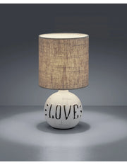 Lampada Da Tavolo Esna Ceramica "LOVE" E Paralume Cappuccino Ø16 cm Trio Lighting