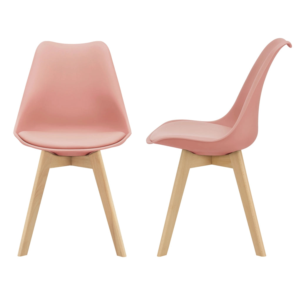 Set Fläten di 2 Sedie da Sala con Seduta Imbottita Rivestimento in Similpelle Rosa [en.casa]