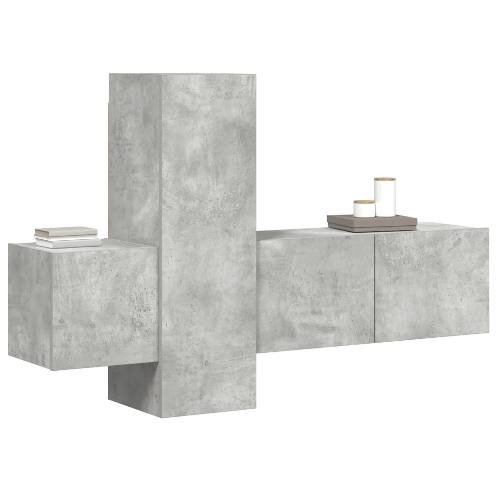 Set Porta TV 3 pz Grigio Cemento in Truciolato  cod mxl 20816