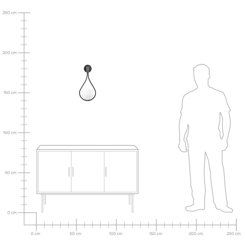 Lampada da parete Base in metallo nero Paralume in vetro Elegante forma a strappo Modern Glam