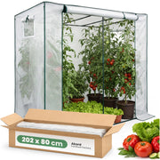 Serra da giardino a casetta con struttura in metallo e telo in PE 1 porta 2 finestre Bianco 202x80x170 cm