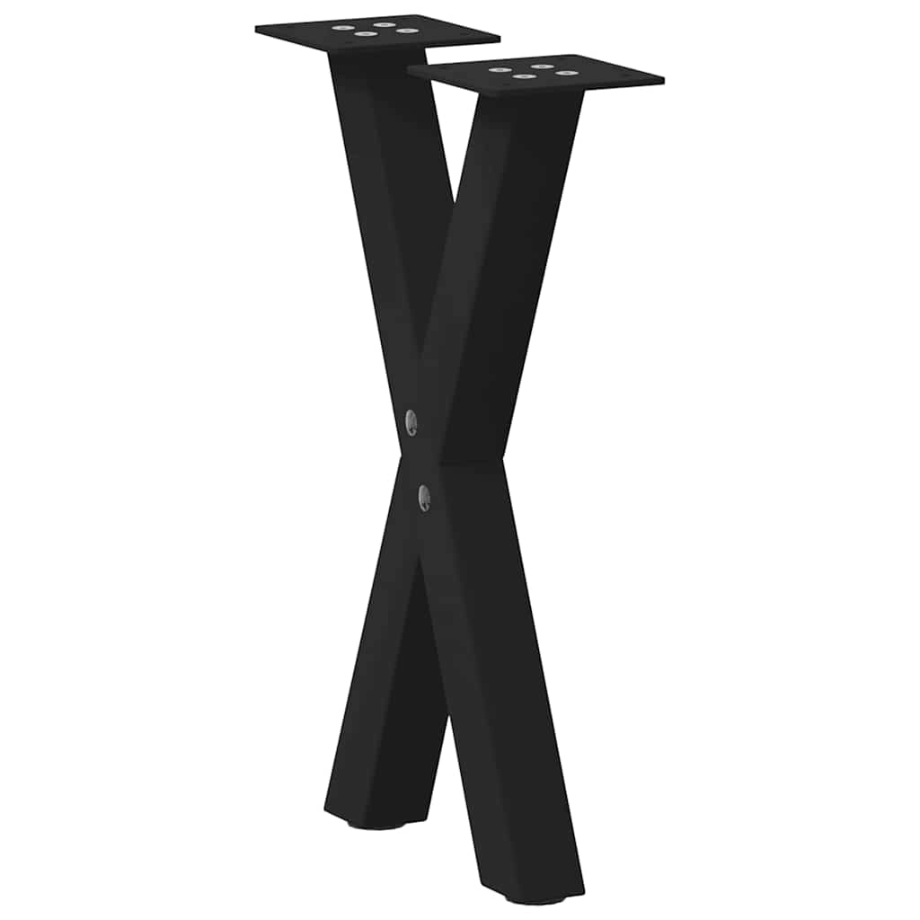 Set di 2 gambe per tavolino da caffè a forma di X con piedini regolabili 28 x 42 cm acciaio nero 02_0057163