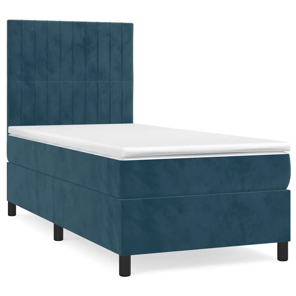 Giroletto a Molle con Materasso-Struttura Letto Blu Scuro 90x190 cm in Velluto 209979