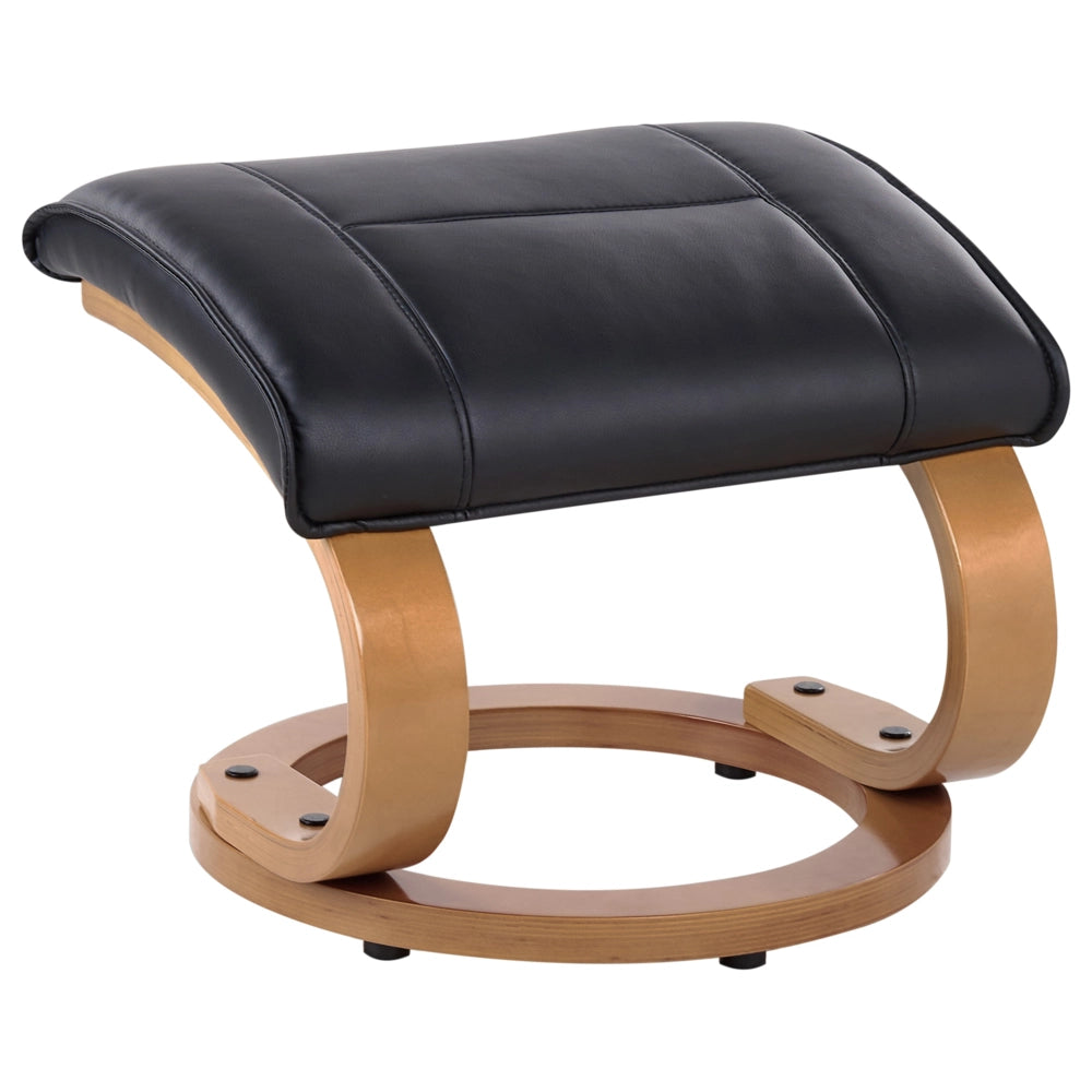 Poltrona reclinabile nera con poggiapiedi in ecopelle imbottita struttura in legno riscaldamento funzione massaggio design retrò