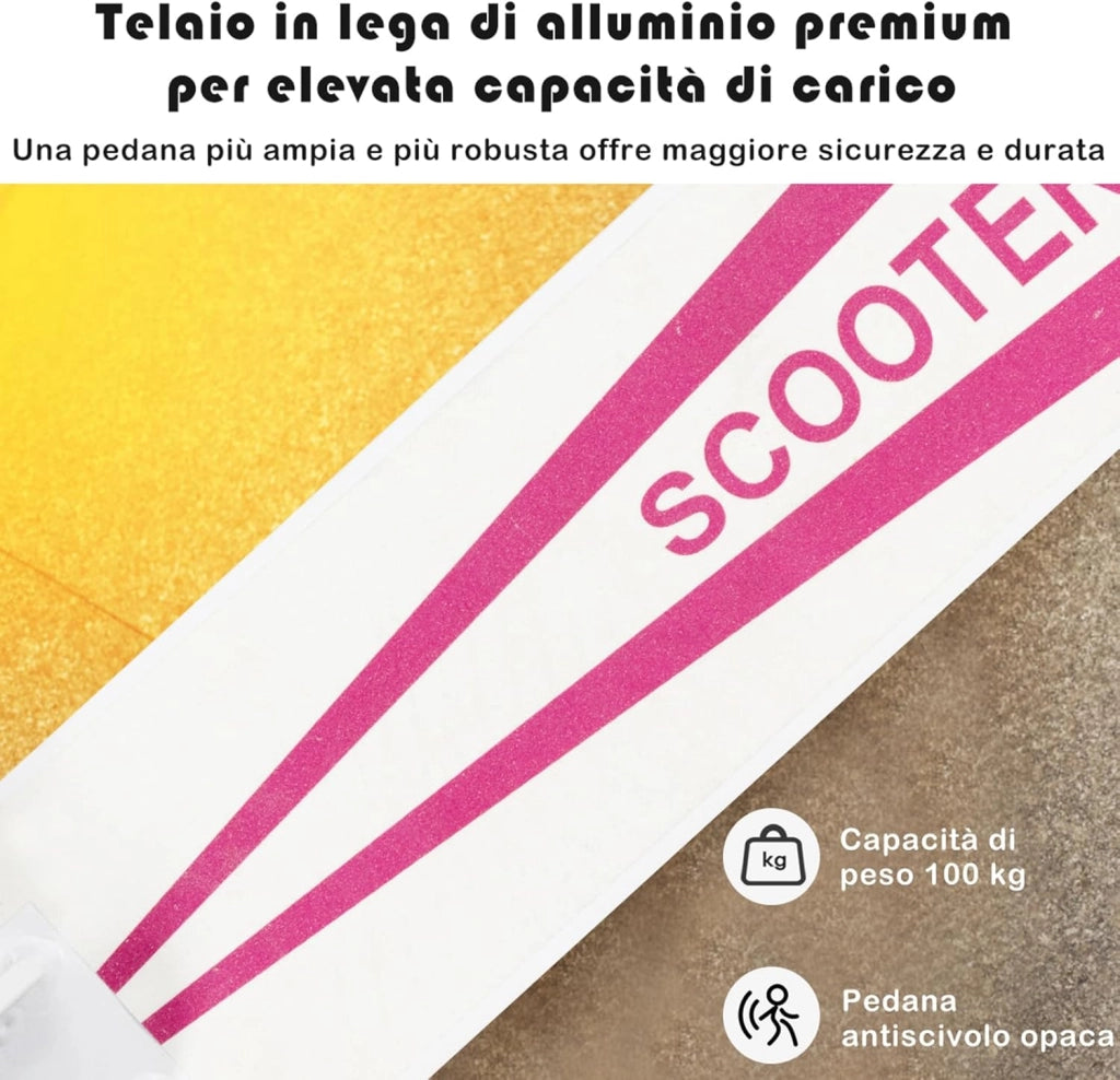 Scooter Monopattino Altezza Regolabile, Ruote Luminose, per Bambini e Adulti, Capacità di Carico 100kg, Alluminio, 10+ Anni
