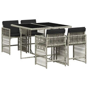 Set Pranzo da Giardino 5pz | Set Salotto da Giardino con Cuscini Grigio Chiaro Polyrattan