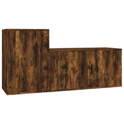 Set di mobili da 2 pezzi comprensivo di armadio credenza mobile TV soggiorno/camera da letto salotto rovere affumicato legno marrone ingegnerizzato 02_0024441