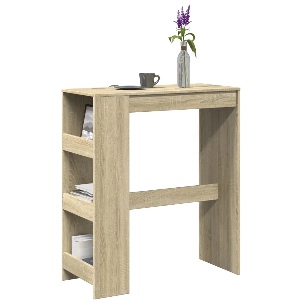 vidaXL Tavolo Bar con Rastrelliera Sonoma 90x40x103,5 cm Multistrato
