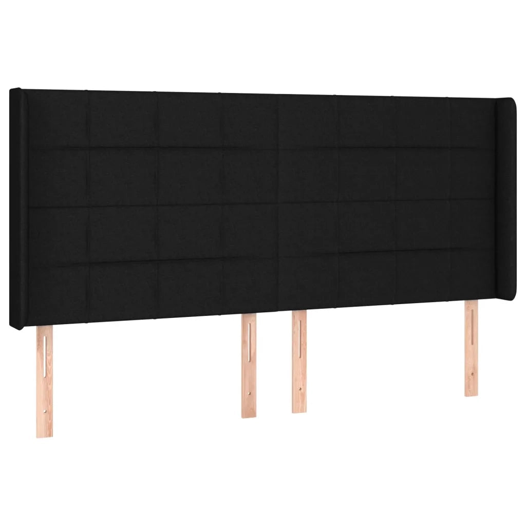 Testiera | Testata a LED Nera 203x16x118/128 cm in Tessuto
