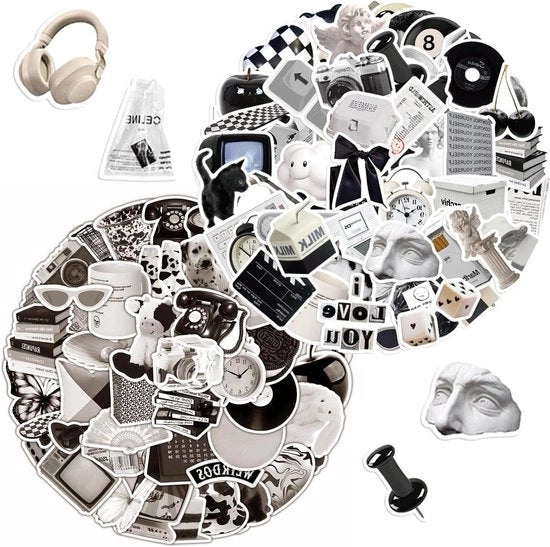 Etichette a Scacchi Bianco e Nero - Set di Etichette Retro Moda Stickers - Etichette Acqua Resistenti Graffiti Etichette Piccole per Adolescenti per Laptop Bagaglio Chitarra Scrapbooking