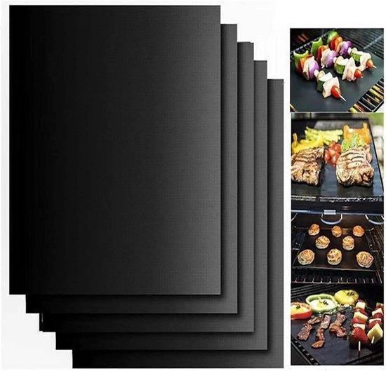 Tovaglie per forno barbecue - Tovaglie per barbecue e forno - Tovaglie riutilizzabili antiaderenti per il fondo del forno, tovaglioli per forno - Nero - 40x33cm - 10 pezzi