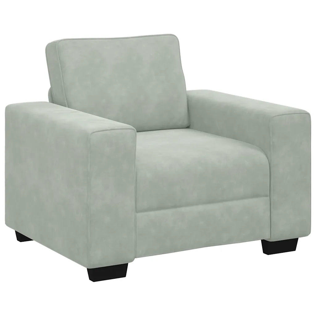 Set di Divani 3 pz con Cuscini Grigio Chiaro in Velluto