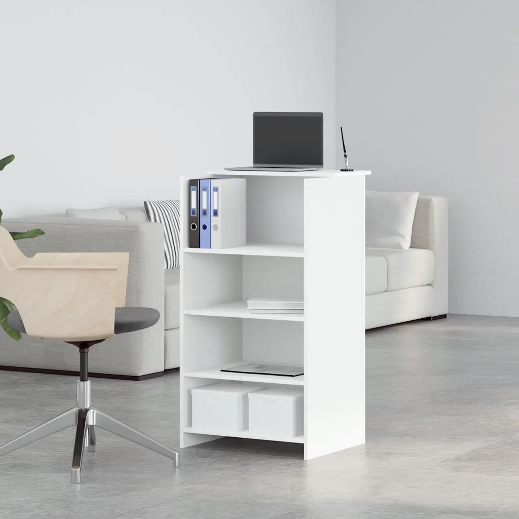 Scrivania per Reception Bianca 55x50x103,5 cm in Legno Massello 859015