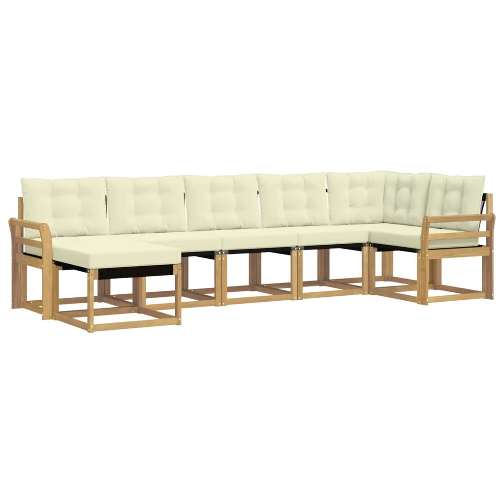 Set di divani da esterno con cuscino 7 pcs Bianco e Crema 3389692