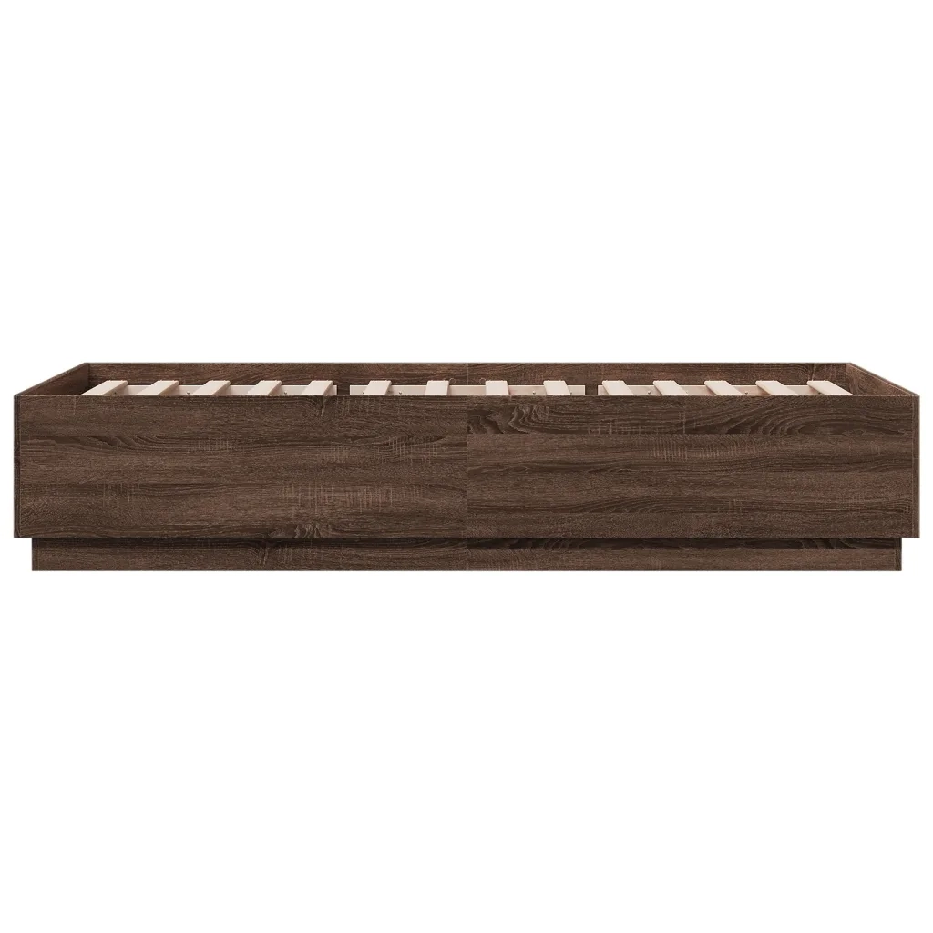 Giroletto Luci LED-Struttura Letto con LED Rovere Marrone 90x200cm in Legno Multistrato 947162