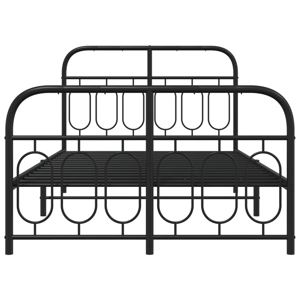 Giroletto con Testiera e Pediera Metallo Nero 120x190 cm 377132