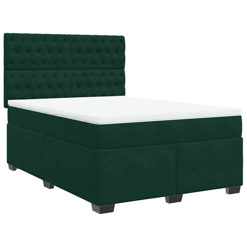 Giroletto a Molle con Materasso Verde Scuro 140x190 cm Velluto 3293215