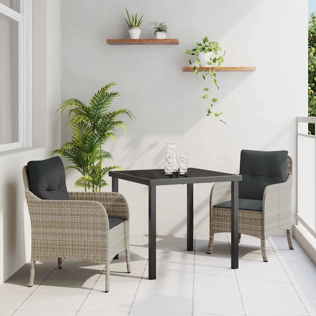 Set da Pranzo per Giardino 3 pcs Grigio chiaro polyrattan 3380183