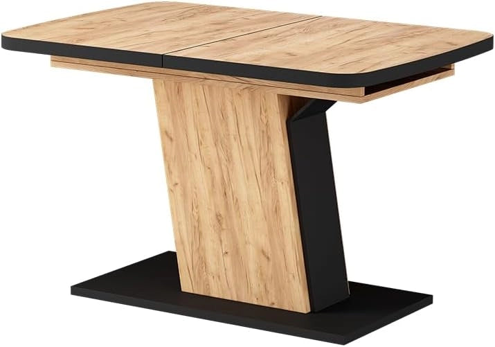 tavolo da pranzo allungabile Fenaro, Rovere nero/oro, 120 x 80 cm estensibile, estendibile per un'adeguata regolazione delle dimensioni del tavolo