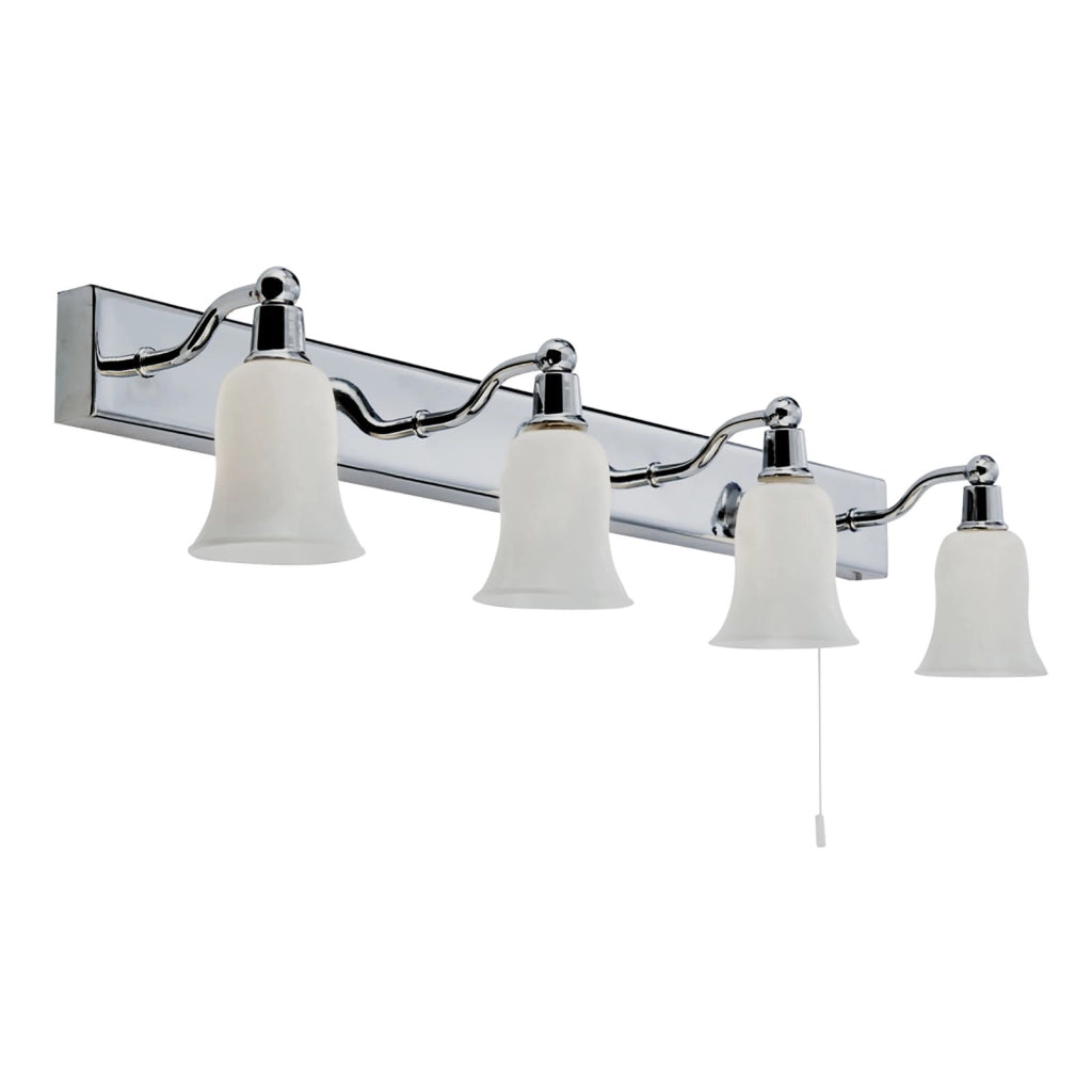 Applique Equador 4Lt - Metallo cromato e vetro opalino